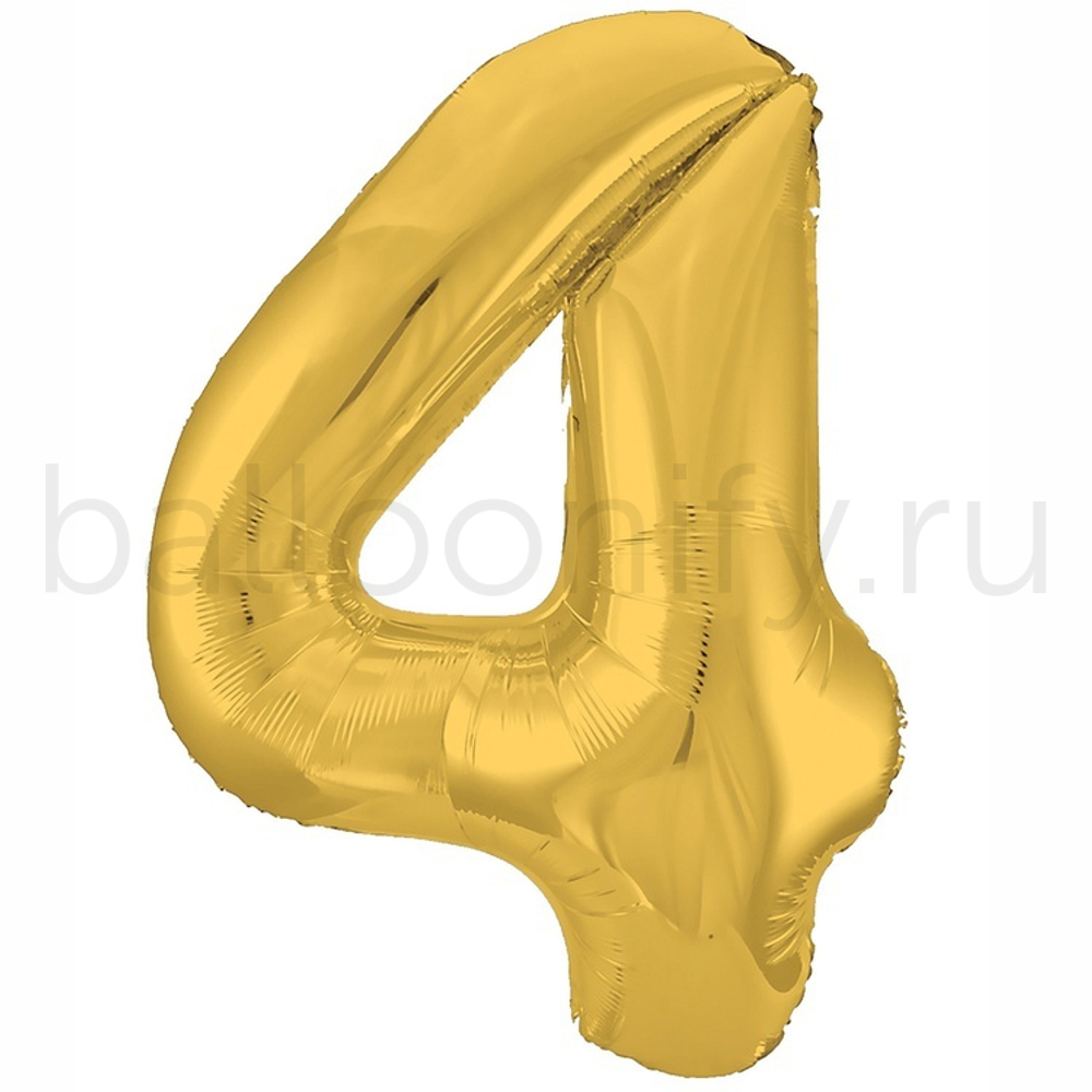 Шар ЦИФРА 4 Металлик Gold 40" 102 см