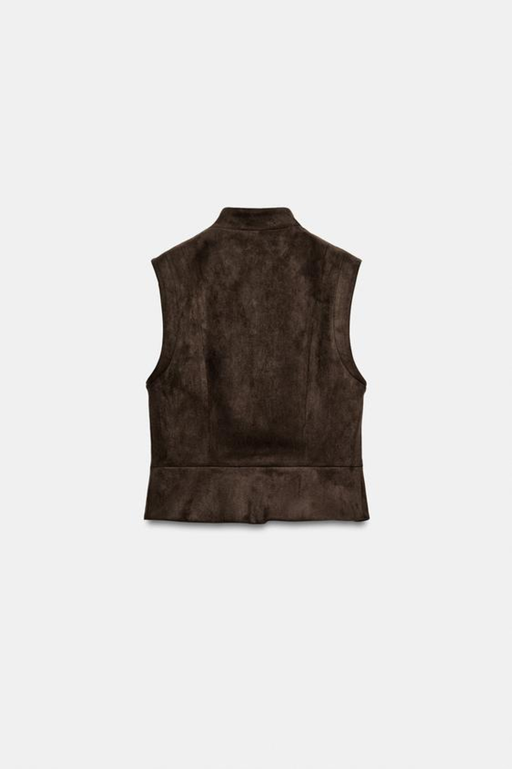 ZARA ЖИЛЕТ ИЗ ИСКУССТВЕННОЙ ЗАМШИ С ЗАСТЕЖКАМИ-ТОГГЛ, ШОКОЛАДНЫЙ