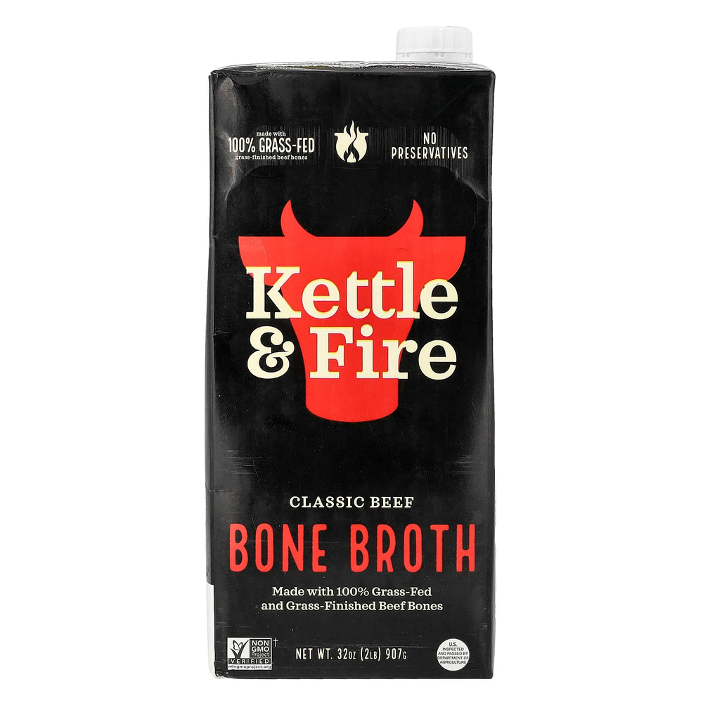 Kettle & Fire, костный бульон, классический говяжий, 907 г (32 унции)
