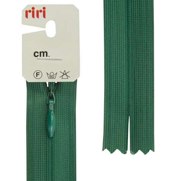 Молния потайная (скрытая) RIRI Т3 (3 мм) 1 зам., н/раз., 22 см, цв.2745, зеленый, 10 шт