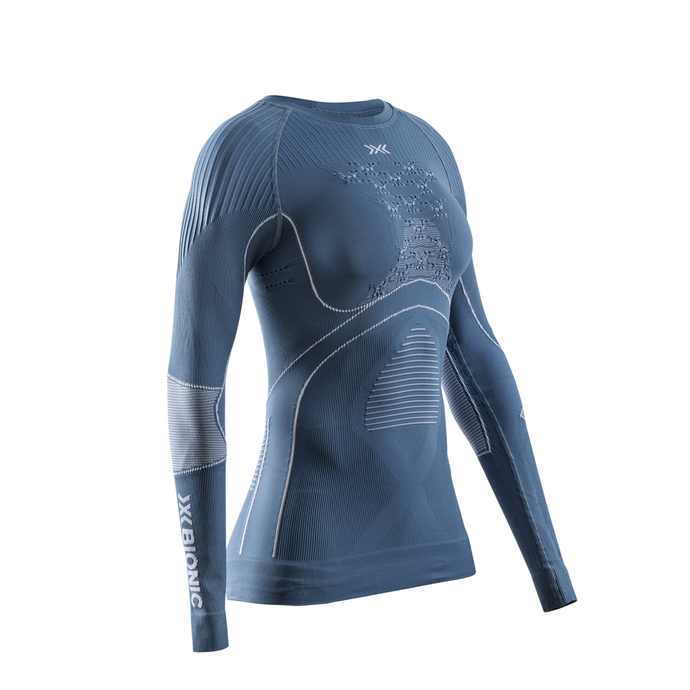 Лонгслив женский X-Bionic Energy Accumulator 4.0 Shirt Lg Sl Minerall Blue/Arctic White
