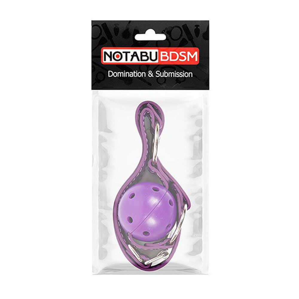 Фиолетовый кляп-шарик 4,5см на регулируемом ремешке с кольцами Bior Toys Notabu NTB-80534