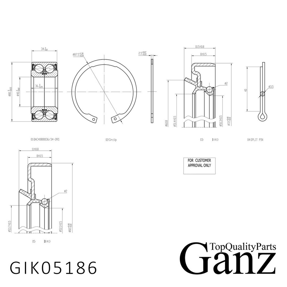 Подшипник ступицы передний MITSUBISHI GALANT/SPACE WAGON GANZ GIK05186