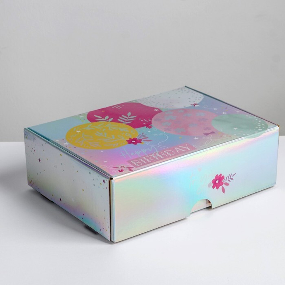 Складная коробка «Happy Birthday», 30,5 × 22 × 9,5 см