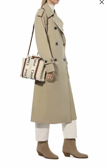 Сумка-тоут Chloé Woody Mini бежевый