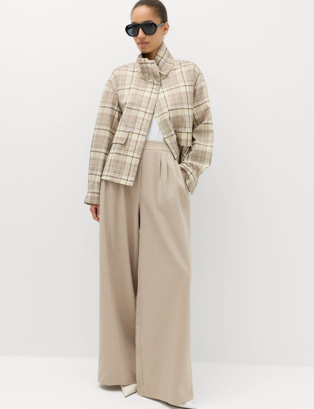 Широкие брюки со складками T59006324T - Marks & Spencer