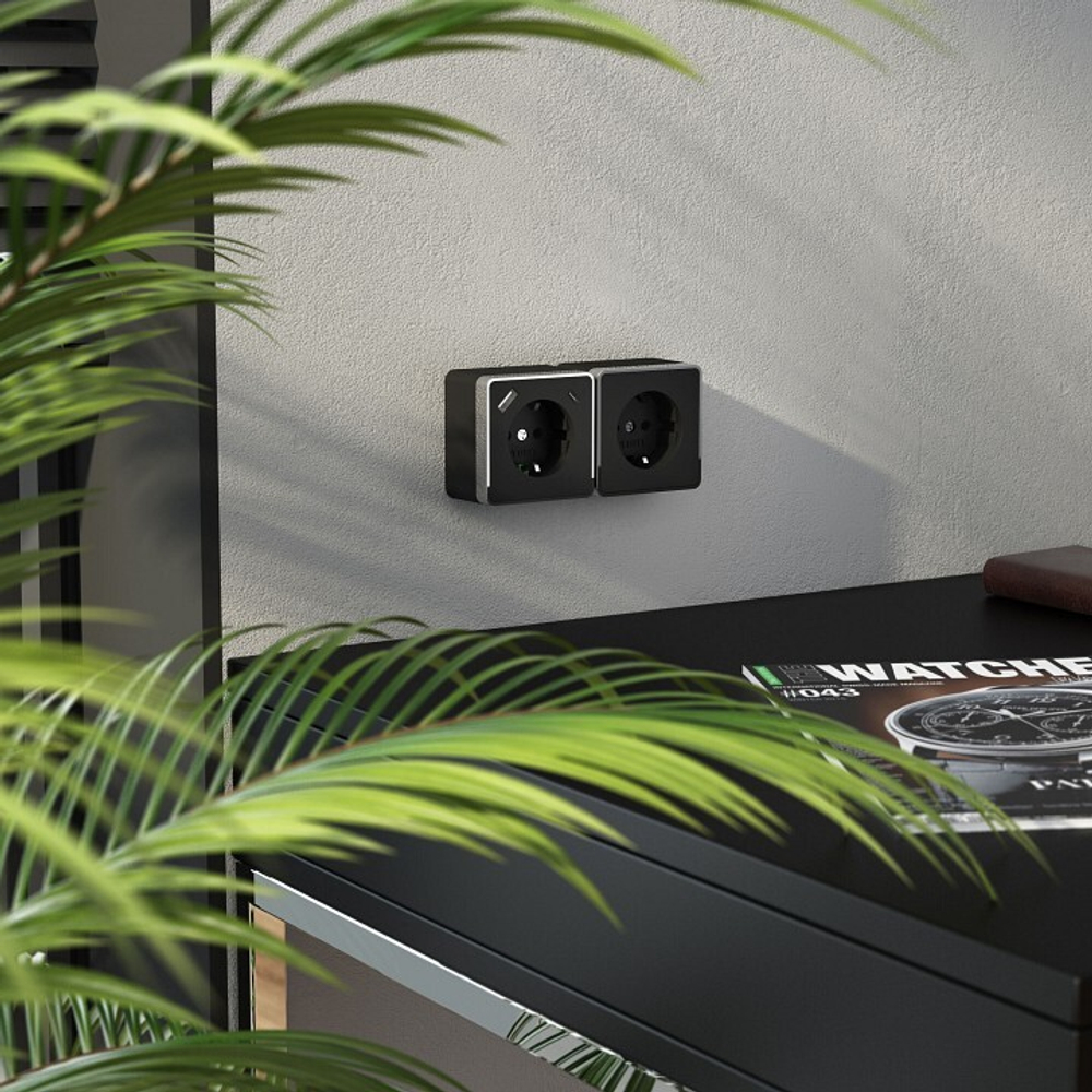 Розетка с заземлением и со шторками и USB Werkel Gallant (черный хром) W5071735