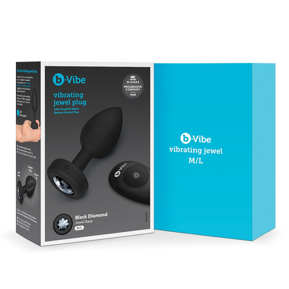Вибрирующая втулка Vibrating Jewel Plug M/L черного цвета