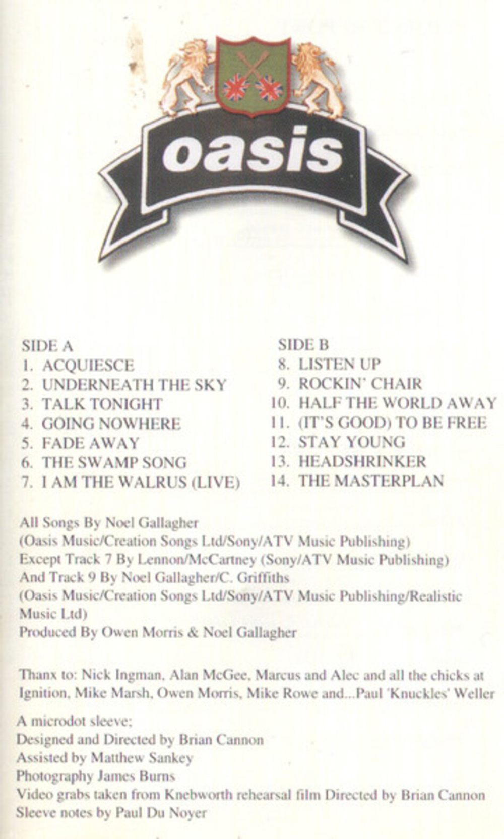 Oasis / The Masterplan (MC)