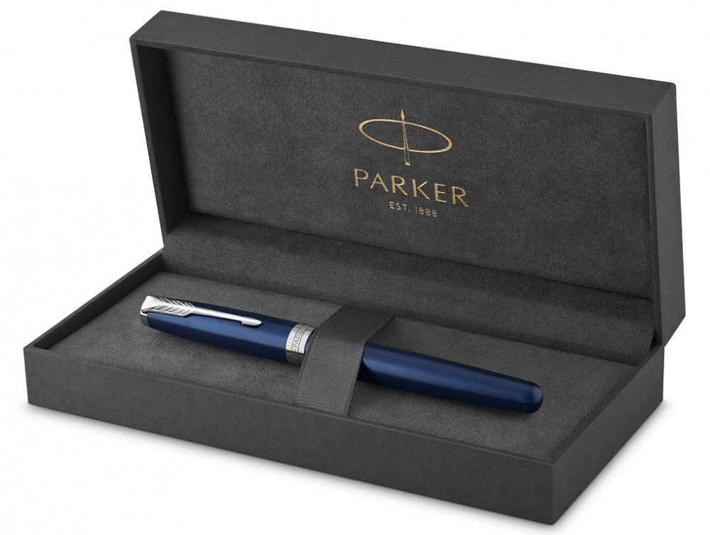 Ручка-роллер Parker Sonnet Blue Subtle CT 1931535, стержень: F, цвет чернил: black, в подарочной упаковке