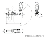 Прижим (упор) Toggle Clamp Push-Pull 90 кг M6 Piher 56102 М00006373