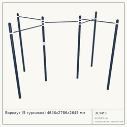 Воркаут (5 турников) 4646х2786х2645 мм — от 68 000 ₽