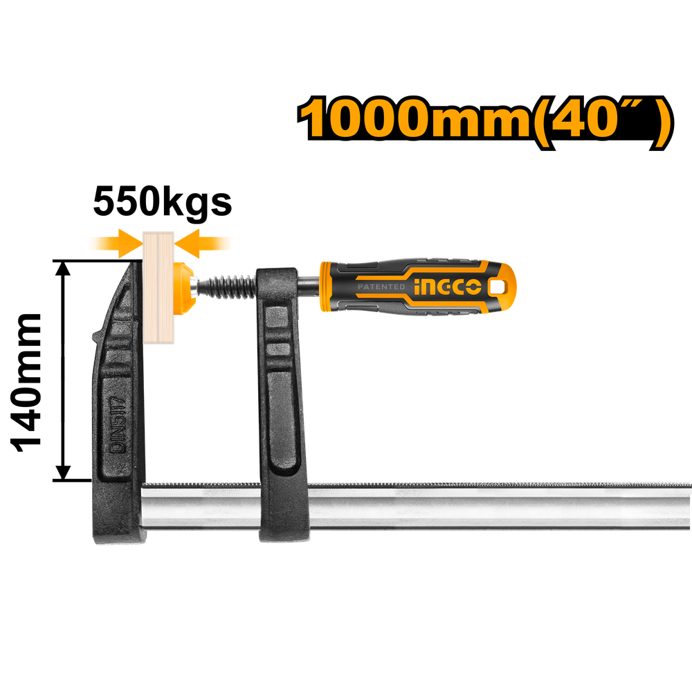 Струбцина столярная INGCO HFC021404 INDUSTRIAL 140х1000 мм Струбцина столярная INGCO HFC021404 INDUSTRIAL 140х1000 мм