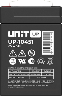 Аккумулятор UNIT UP-10451 ( 4,5Ач / 6В ) AGM