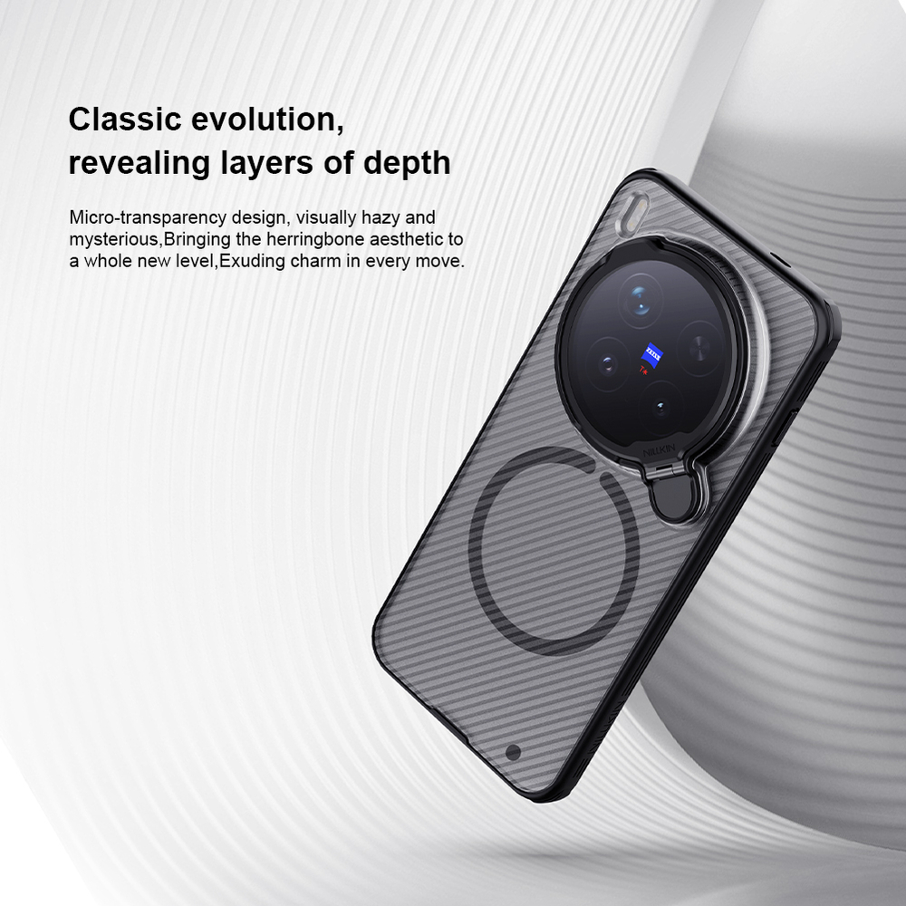 Чехол тонированный серый с MagSafe на смартфон Vivo X300 Pro, серия CamShield Prop Magnetic (версия с прозрачной откидной крышкой объектива) от Nillkin