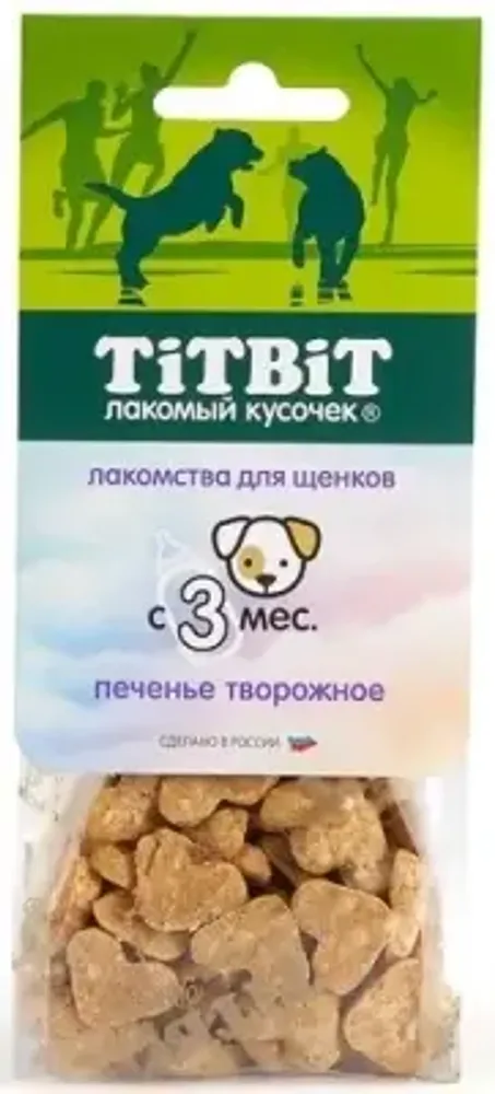 TiTBiT 0,07кг лакомство печенье творожное для щенков