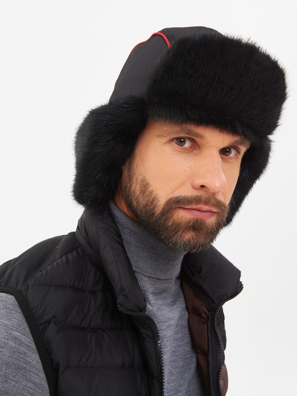Шапка ушанка зимняя Siberia ткань Breathable цвет Серый/Черный иск. мех Норка