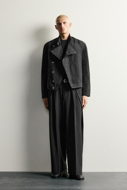 ZARA БРЮКИ RELAXED FIT СО СКЛАДКАМИ, ЧЕРНЫЙ