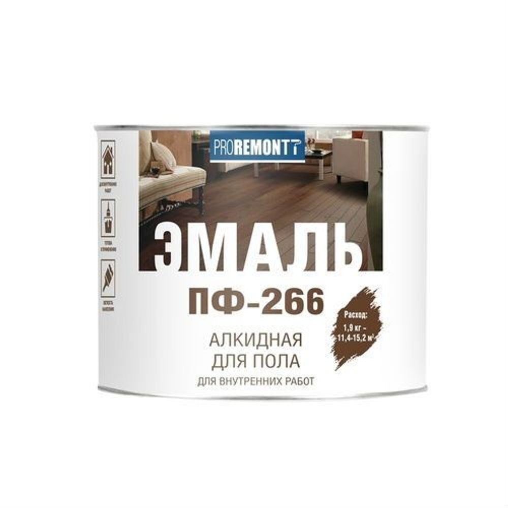 Эмаль ПФ-266 желто-коричн. 1,9кг PROREMONTТ (Лакра) Эмаль ПФ-266 желто-коричн. 1,9кг PROREMONTТ (Лакра)