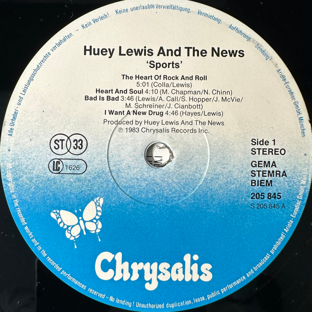 Huey Lewis And The News ‎– Sports (Европа 1983г.)