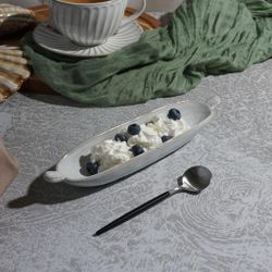 Блюдо овальное 23*5,5 см h3 см 100 мл для закусок Gray Narrowboat с ручками Frutti di Mare P.L. [3]