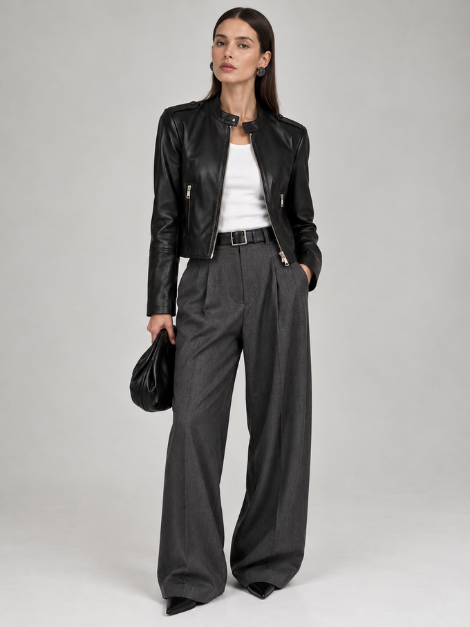 Кожаная куртка Massimo Dutti, XS