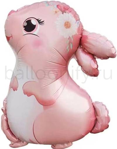 Шар (28''/71 см) Фигура, Милый зайка, Розовый, 1 шт.