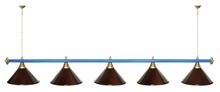 Лампа STARTBILLIARDS 5 пл. (плафоны зеленые,штанга золотая,фурнитура золото)