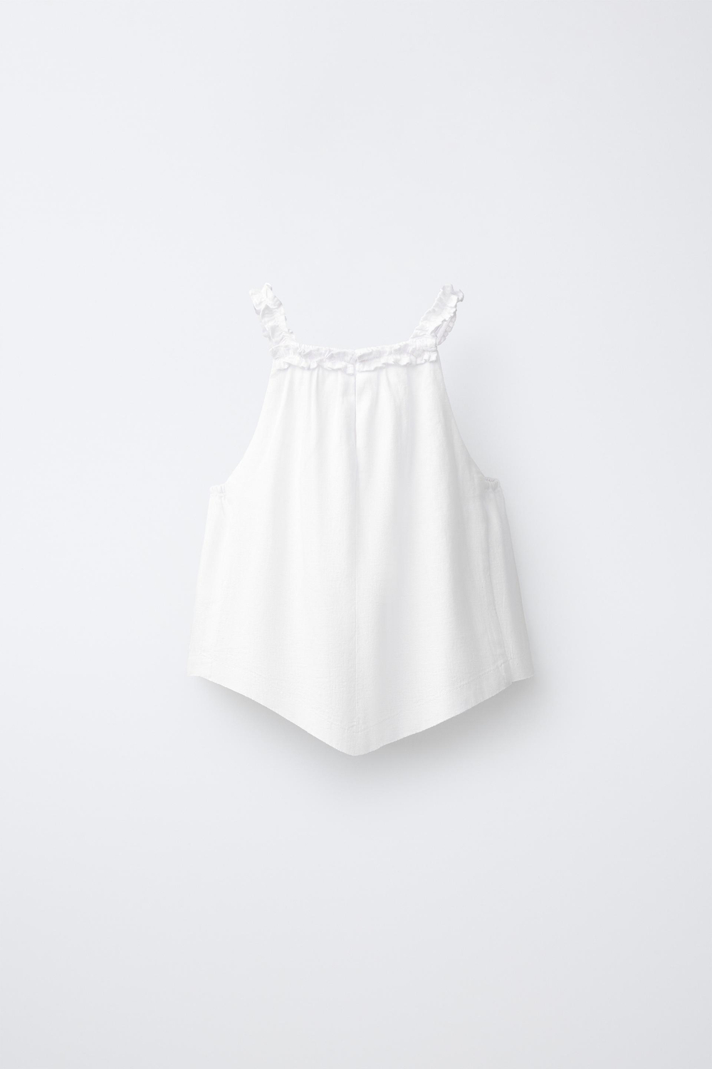 ZARA ТОП ИЗ ЛЬНА С ГОРЛОВИНОЙ ХАЛТЕР, ЖЕЛТОВАТО-БЕЛЫЙ