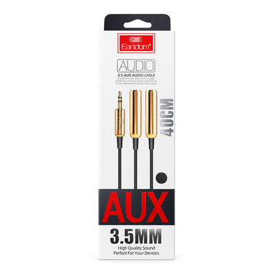 Кабель jack 3.5 - 2 х jack 3.5 female Earldom ET-AUX201, 0.38 м