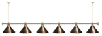 Лампа STARTBILLIARDS 6 пл. (плафоны зеленые,штанга золотая,фурнитура золото)