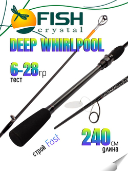 Удилище спиннинговое DEEP WHIRLPOOL, 2 секции, полая верш, длина 2,40 м, тест 6-28 г
