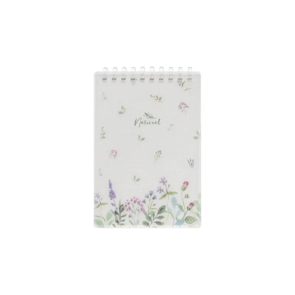 Блокнот А6 80 л., мягкий гребень, пластик, фольга, клетка, HATBER, NATURAL FLOWERS, 090108, 80Б6A1мс_33479