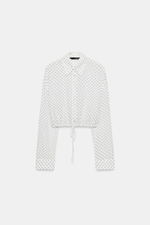 УКОРОЧЕННАЯ ШИФОНОВАЯ РУБАШКА В ГОРОШЕК — ZARA