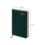 Ежедневник А-5 2027 BRAUBERG Iguana, под кожу, зеленый, золотой срез 117902