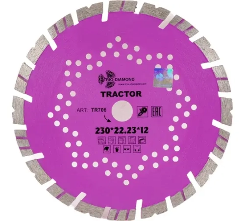 Диск алмазный отрезной TURBO SEGMNT Tractor 230х12*22,23мм Trio Diamond