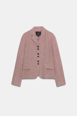 ZARA БЛЕЙЗЕР ИЗ СМЕСОВОГО ЛЬНА — ZW COLLECTION, ГРАНАТОВЫЙ