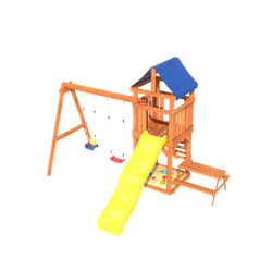 Детская площадка Fun Land с качелями 3в1, горкой и столиком со скамейками