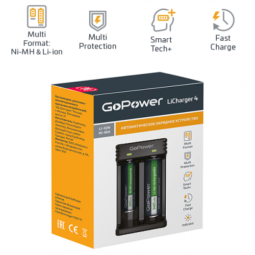 Зарядное устройство GoPower LiCharger (мульти-формат)
