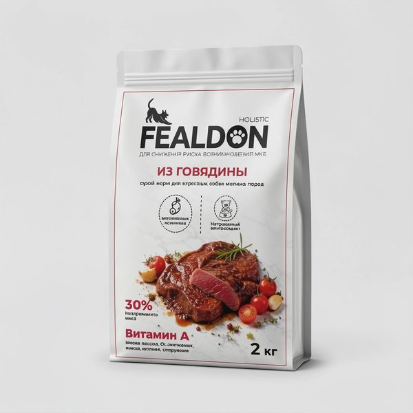 Сухой корм Fealdon для взрослых собак мелких пород с говядиной