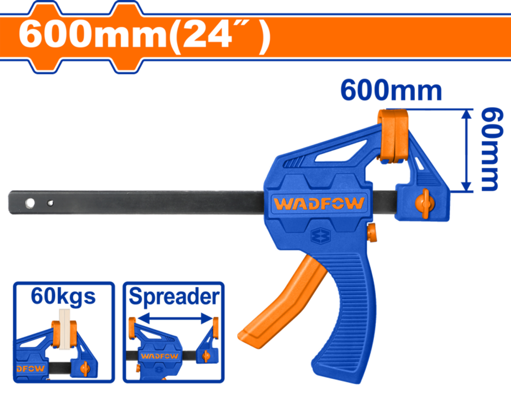 Струбцина быстрозажимная 600х60 мм (6/12) WADFOW WCP4324