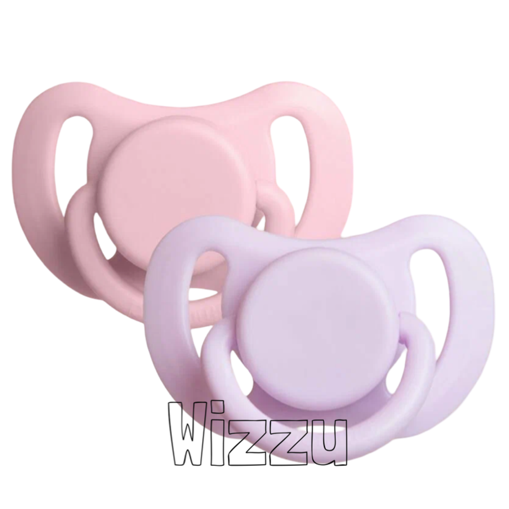 Paomma Набор силиконовыхпустышек 6-18 мес, 2 шт в контейнере Baby pink/lilac