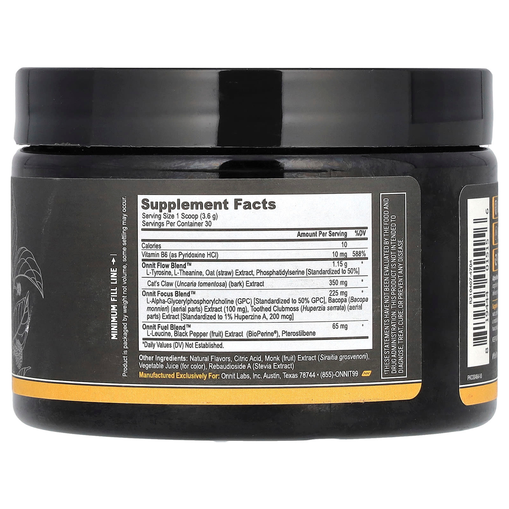 Onnit, Alpha BRAIN®, растворимый продукт с персиком, без кофеина, 108 г (3,8 унции)