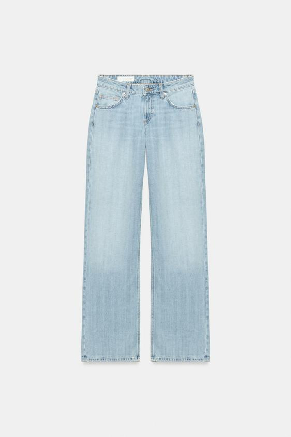 ZARA ДЖИНСЫ TRF WIDE-LEG С НИЗКОЙ ПОСАДКОЙ, ГОЛУБОЙ