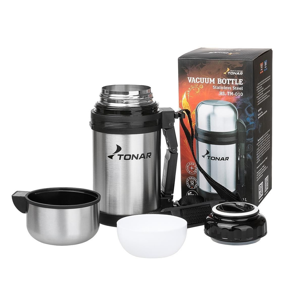 Термос (HS.TM-010) 1000ML (пласт.чашка, скл.ручка, ремень)