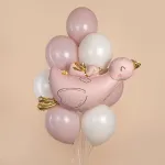 Шар (38''/97 см) Фигура, Гусь с малышом, Розовый, Сатин, 1 шт. в уп.