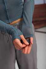Лонгслив Nothomme Blue Wool Mesh Long Sleeve T-Shirt Women's "Wan Bo Qing"
