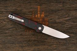 Нож складной QSP QS144-D Lark, клинок 80мм, сталь Sandvik 14C28N, рукоять карбон-R