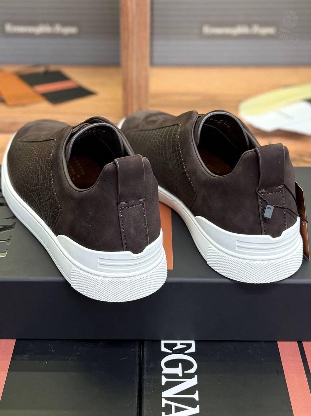 Кеды Zegna Triple Stitch с вставками кожи крокодила