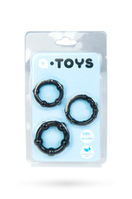 Набор эластичных эрекционных колец A-Toys (черные) (Цвет: черный)